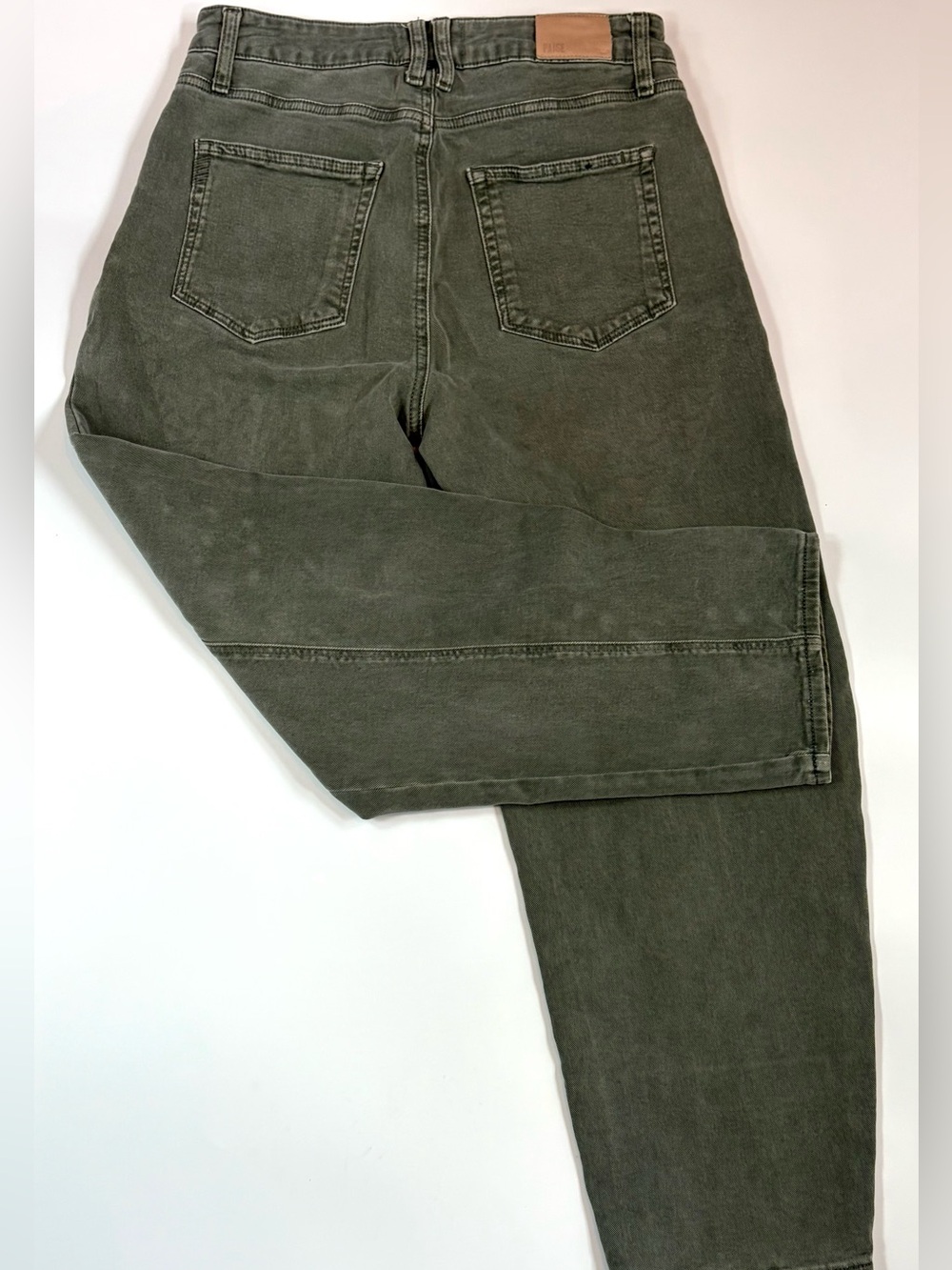 PAIGE Alexis Utility Barrel Leg Jeans Olive Green High Rise Crop Women’s 29 - Picture 5 of 14